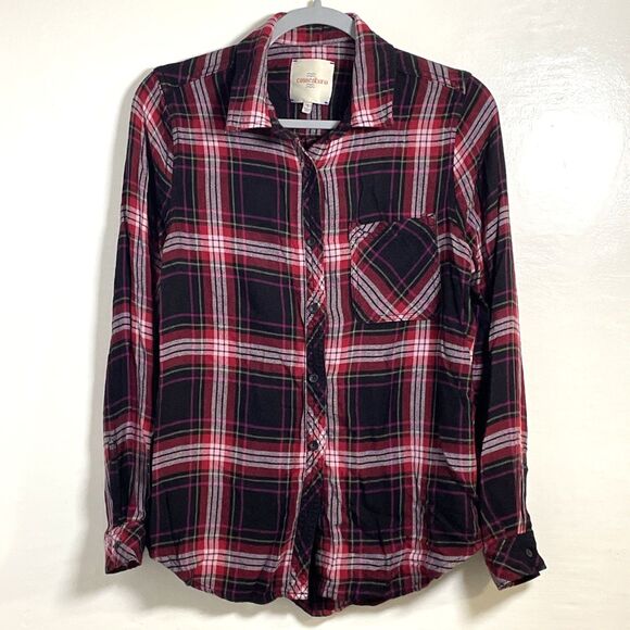 Casa Cabana Shirt Women's Black & Red Plaid Long Sleeve Button Up Flannel Small - Picture 2 of 8